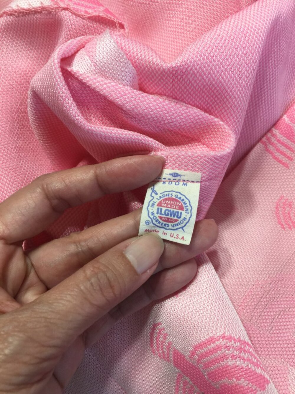 Rare Vtg 60s Leslie Fay Knits Pink Mod Shift Dress, Bird Novelty Print Bow, ILGW - Picture 4 of 12